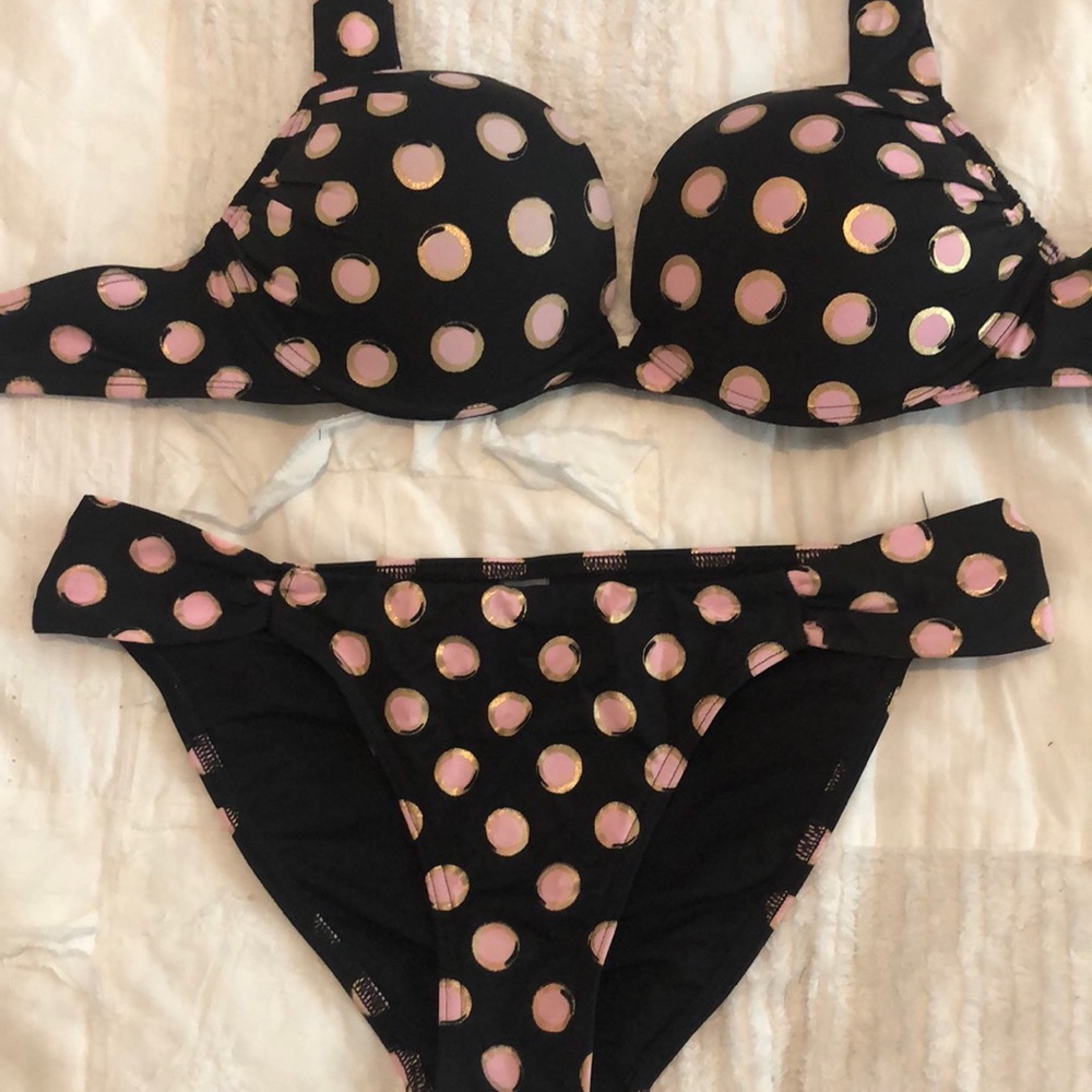 Victoria’s Secret extreme push up polk a dot bikini 
34B Top and Small bottom